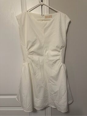 Lizard Thicket Ivory Ruched-Side Mini Dress